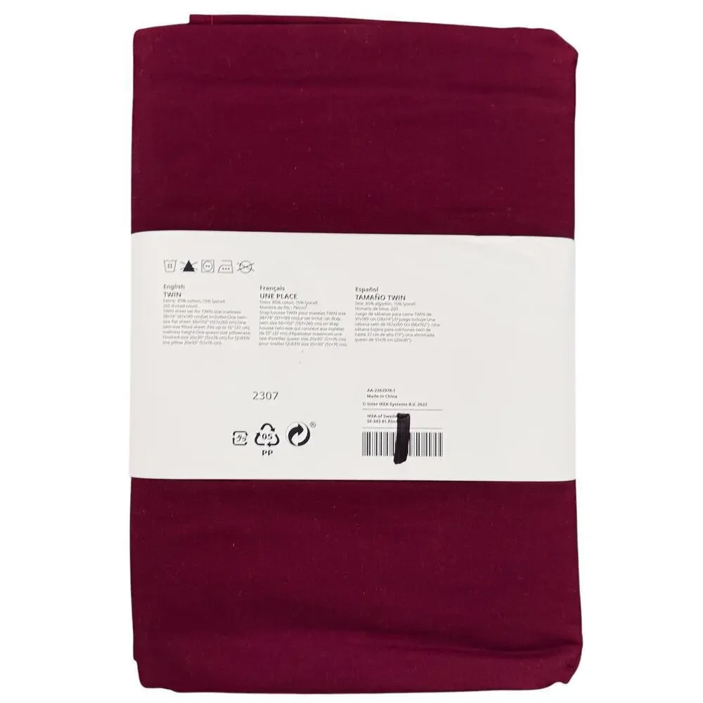 IKEA ULLVIDE Deep Red Twin Sheet Set
